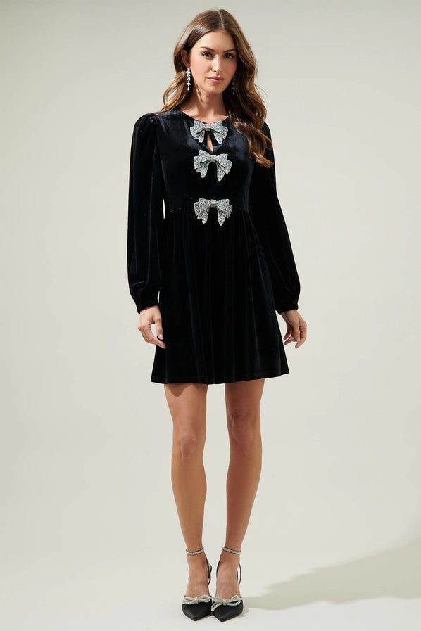 Black Bow Velvet Dress Blanc Closet Black Bow Velvet Dress Blanc Closet